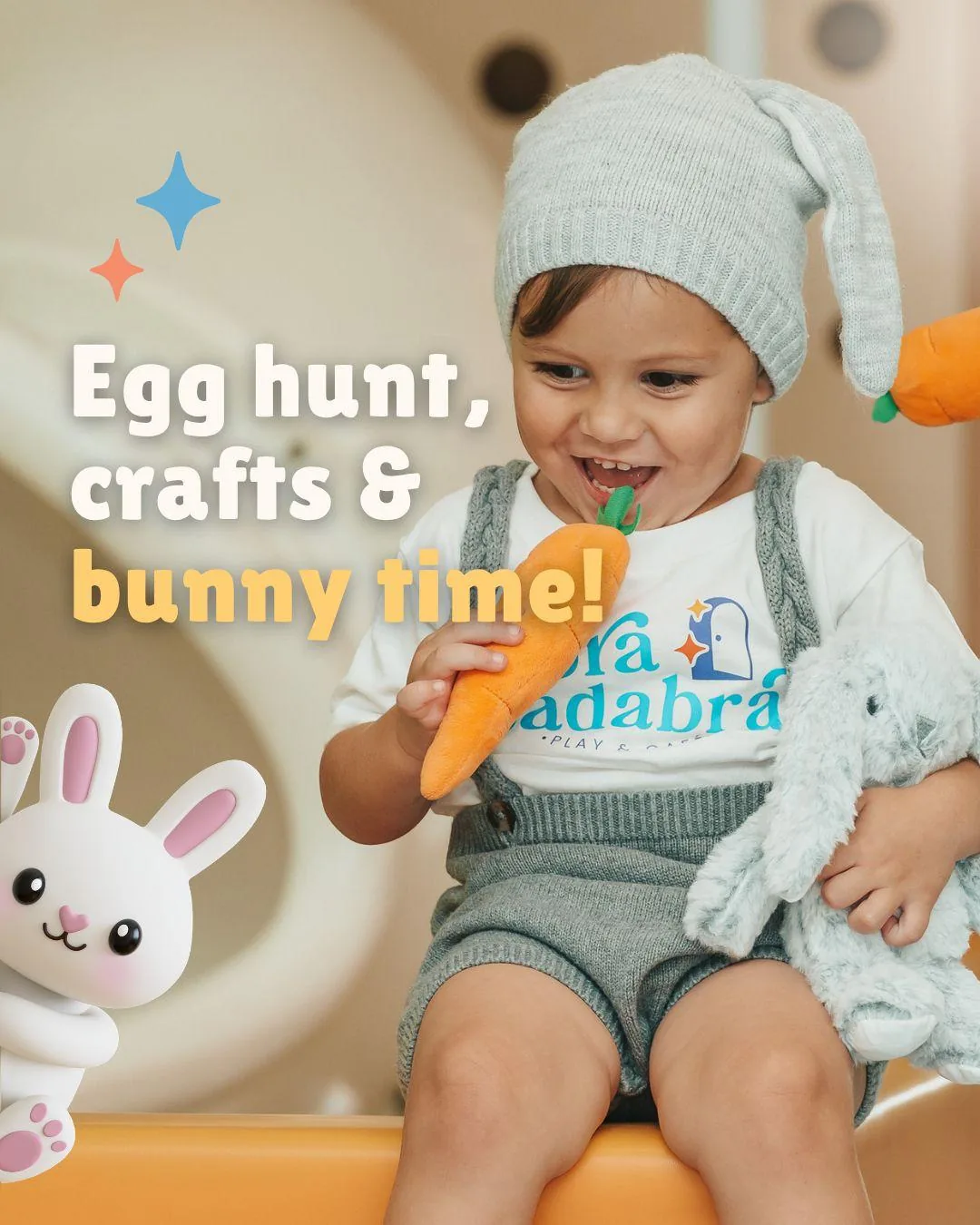Carousel slide 4: Egg hunt, crafts and bunny time!