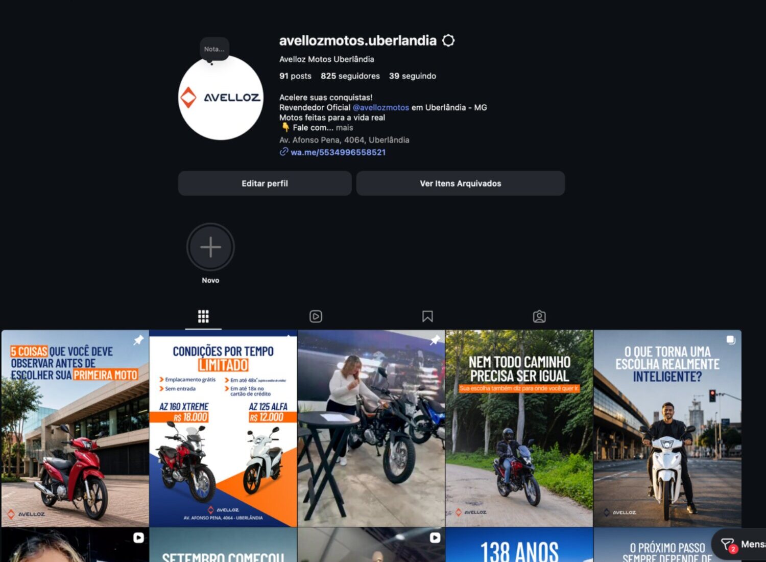 Avelloz Instagram profile and content grid