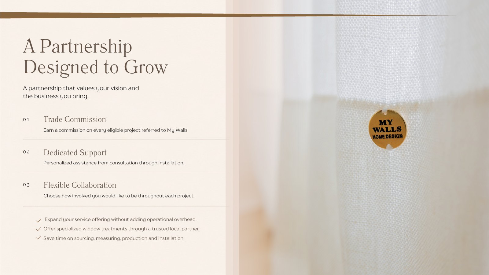My Walls partnership presentation page