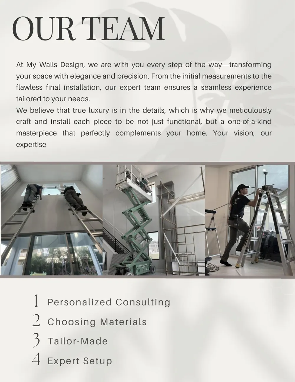 First portfolio: Our team page with the four-step process.